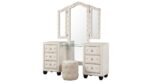 SOPHIA QUEEN 5 PC VANITY BEDROOM SET IN CREAM - Image 4