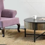 T1216C ROUND STORAGE COFFEE TABLE RUSTIC VINTAGE