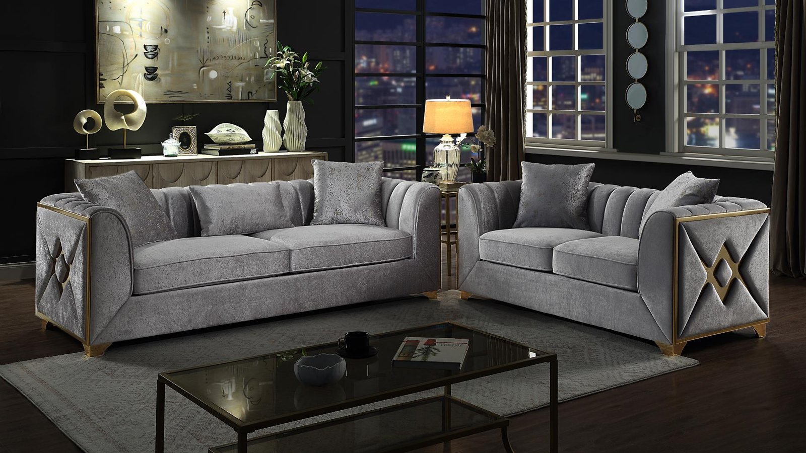 VALENCIA_2PC_SILVER_1500_975.jpg VELENCIA 2 PC Living Room Sets IN SILVER - Image 1